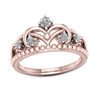 Thumbnail Image 0 of 1/4 CT. T.W. Diamond Crown Beaded Ring in 10K Rose Gold