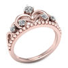 Thumbnail Image 1 of 1/4 CT. T.W. Diamond Crown Beaded Ring in 10K Rose Gold