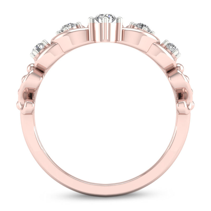 1/4 CT. T.W. Diamond Crown Beaded Ring in 10K Rose Gold