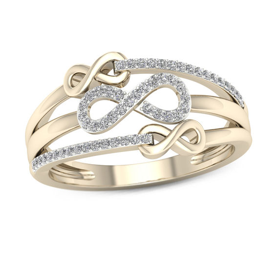1/6 CT. T.w. Diamond Triple Infinity Multi-Row Ring in 10K Gold