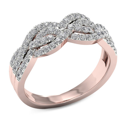 1/2 CT. T.w. Diamond Braided Twist Ring in 10K Rose Gold
