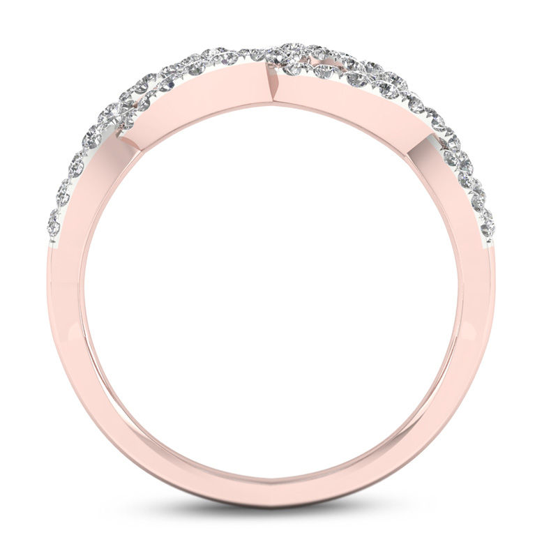 Main Image 3 of 1/2 CT. T.W. Diamond Braided Twist Ring in 10K Rose Gold
