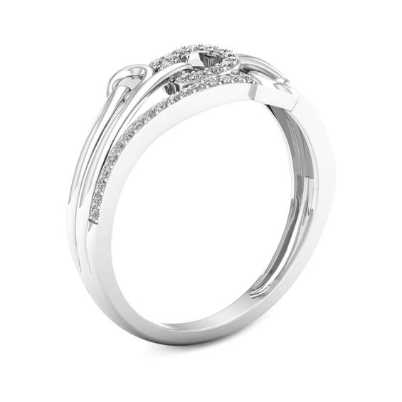 1/8 CT. T.W. Diamond Triple Circle Multi-Row Ring in 10K White Gold 1/8 CT. T.W. Diamond Triple Circle Multi-Row Ring in 10K White Gold