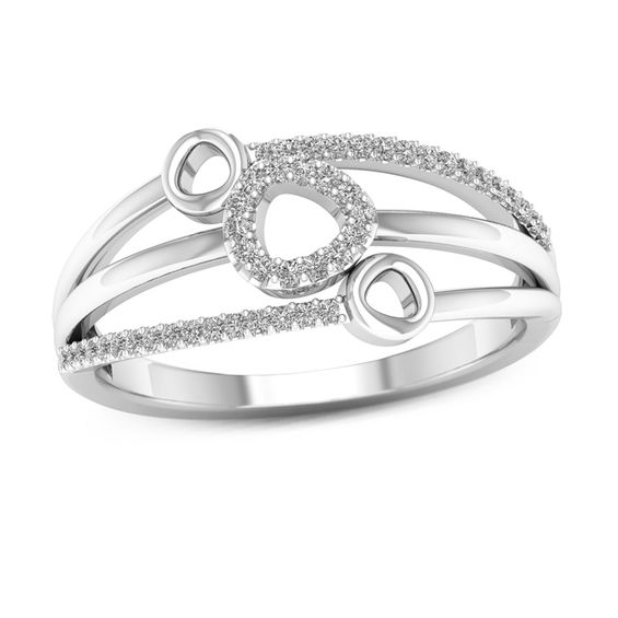 1/8 CT. T.W. Diamond Triple Trillion Multi-Row Ring in 10K White Gold 1/8 CT. T.W. Diamond Triple Trillion Multi-Row Ring in 10K White Gold