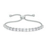 Thumbnail Image 1 of Baguette Lab-Created White Sapphire Line Bolo Bracelet in Sterling Silver - 9.0"