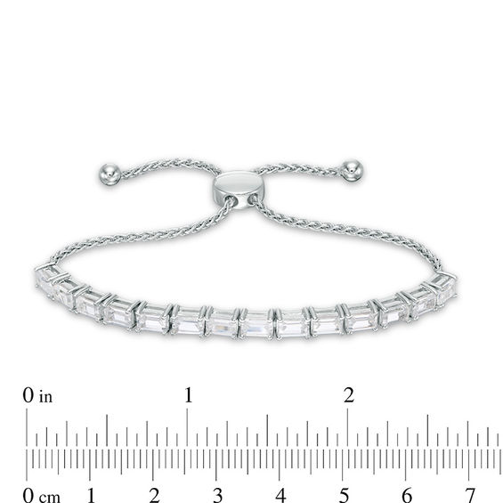 Baguette Lab-Created White Sapphire Line Bolo Bracelet in Sterling Silver - 9.0"