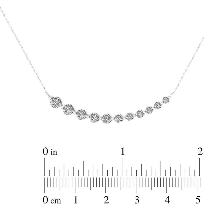 3/8 CT. T.W. Diamond Curved Bar Necklace in 10K White Gold