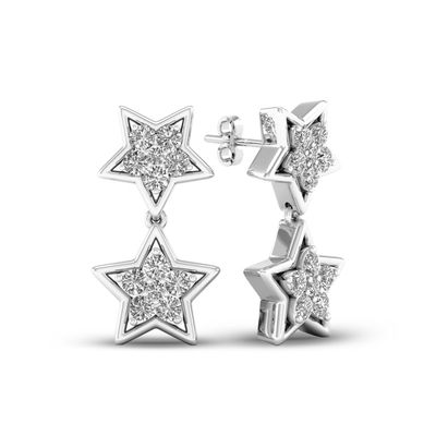 1 5 Ct T W Diamond Double Star Drop Earrings In 10k White Gold Zales 1 5 Ct T W Diamond Double Star Drop Earrings In 10k White Gold Zales