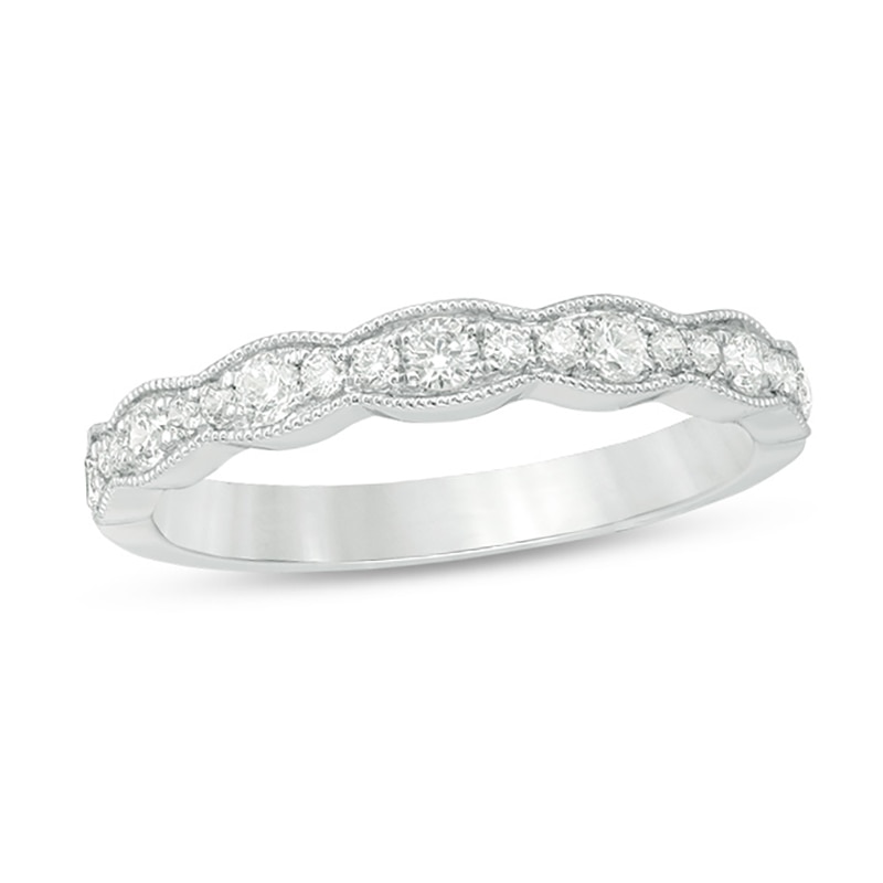 Main Image 1 of 1/3 CT. T.W. Diamond Wave Vintage-Style Anniversary Band in 10K White Gold