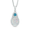 Thumbnail Image 1 of Oval Lab-Created Opal, White Sapphire and London Blue Topaz Pendant in Sterling Silver