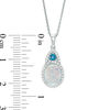 Thumbnail Image 1 of Oval Lab-Created Opal, White Sapphire and London Blue Topaz Pendant in Sterling Silver