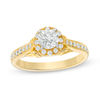 Thumbnail Image 0 of 3/4 CT. T.W. Diamond Flower Frame Vintage-Style Engagement Ring in 14K Gold