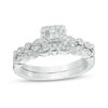 Thumbnail Image 1 of 3/8 CT. T.W. Princess-Cut Diamond Frame Vintage-Style Bridal Set in 10K White Gold