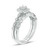 Thumbnail Image 2 of 3/8 CT. T.W. Princess-Cut Diamond Frame Vintage-Style Bridal Set in 10K White Gold