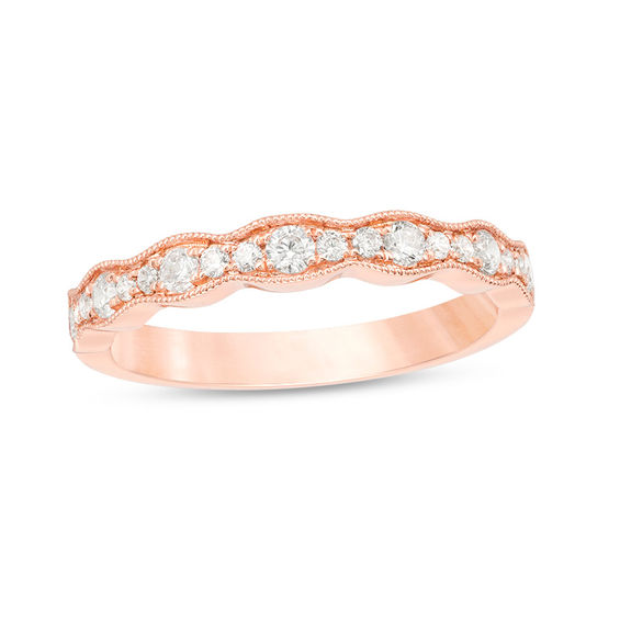 1/3 CT. T.w. Diamond Wave Vintage-Style Anniversary Band in 10K Rose Gold