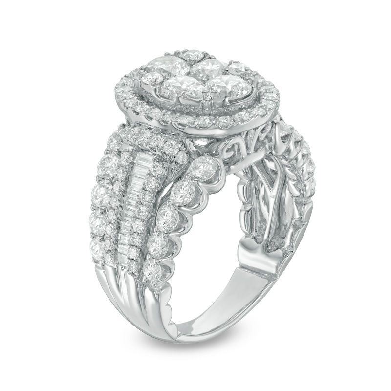 Main Image 2 of 3 CT. T.W. Composite Diamond Frame Multi-Row Engagement Ring in 14K White Gold
