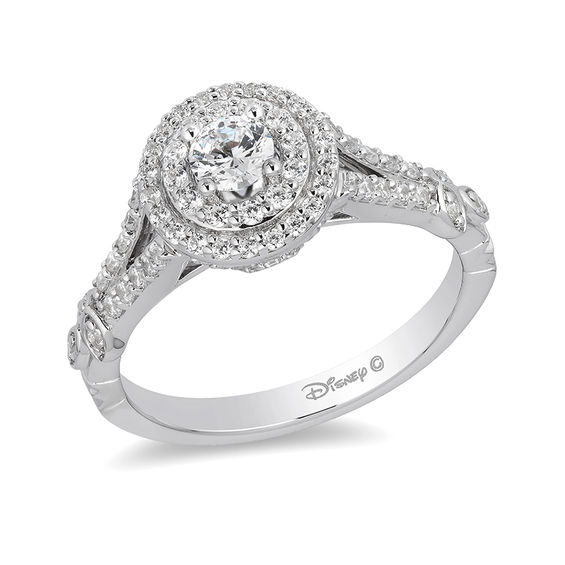 Enchanted Disney Tiana 3/4 CT. T.w. Diamond Double Frame Engagement Ring in 14K White Gold