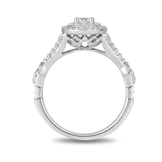 Enchanted Disney Tiana 3/4 CT. T.w. Diamond Double Frame Engagement Ring in 14K White Gold