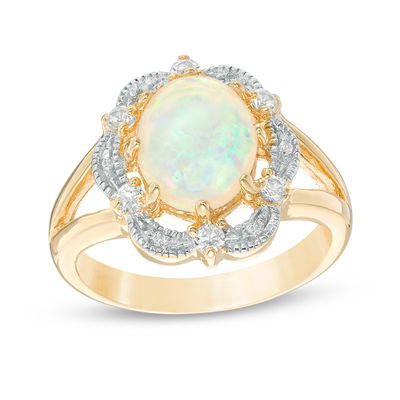 Vintage Style Jewellery Opal Ring 18K Gold Plated