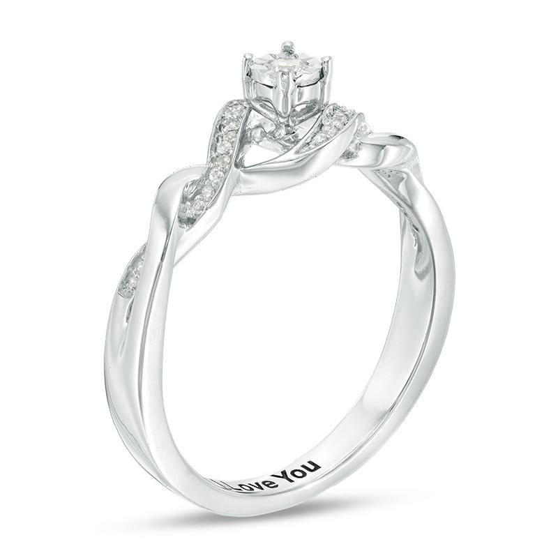Main Image 2 of 1/8 CT. T.W. Diamond Twist Shank Promise Ring in Sterling Silver (1 Line)