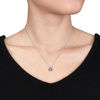 Thumbnail Image 1 of 8.0mm Cushion-Cut Amethyst and Diamond Accent Pendant in 10K White Gold - 17"