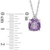 Thumbnail Image 2 of 8.0mm Cushion-Cut Amethyst and Diamond Accent Pendant in 10K White Gold - 17"