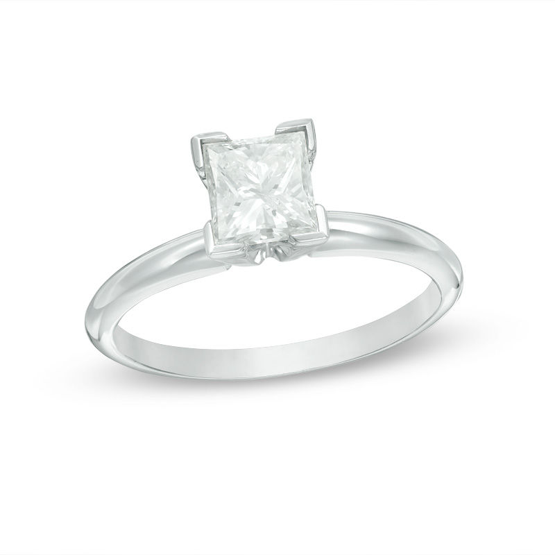 Main Image 1 of 1 CT. Princess-Cut Diamond Solitaire Engagement Ring in 10K White Gold (K/I3)