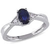 Thumbnail Image 0 of Oval Blue Sapphire and Diamond Accent Triangle Sides Vintage-Style Ring in 10K White Gold