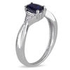 Thumbnail Image 1 of Oval Blue Sapphire and Diamond Accent Triangle Sides Vintage-Style Ring in 10K White Gold