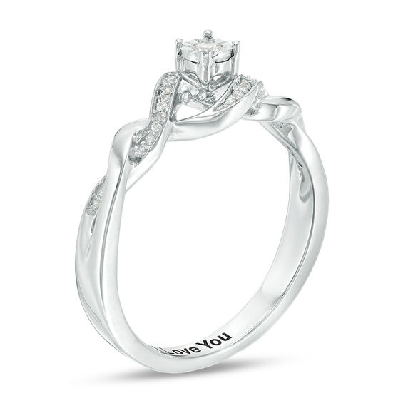 1/8 CT. T.w. Diamond Twist Shank Promise Ring in Sterling Silver (1 Line)