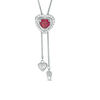 Thumbnail Image 1 of 5.0mm Lab-Created Ruby and White Sapphire Heart Lariat-Style Bolo Necklace in Sterling Silver - 26"