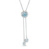 Thumbnail Image 0 of Blue Topaz and Lab-Created White Sapphire Swirl Lariat-Style Bolo Necklace in Sterling Silver - 26"