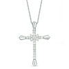 Thumbnail Image 1 of 3/8 CT. T.W. Diamond Flower Cluster Cross Pendant in 10K White Gold