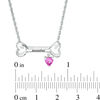 Thumbnail Image 2 of 4.0mm Heart-Shaped Simulated Birthstone Charm Dog Bone Necklace in Sterling Silver (1 Stone and Name) - 17.5"