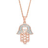 Thumbnail Image 0 of Lab-Created White Sapphire Hamsa Pendant in Sterling Silver with 14K Rose Gold Plate