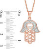 Thumbnail Image 1 of Lab-Created White Sapphire Hamsa Pendant in Sterling Silver with 14K Rose Gold Plate