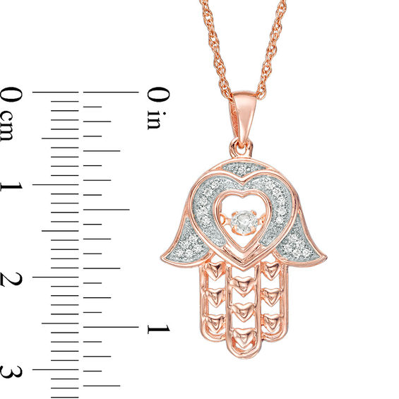 Lab-Created White Sapphire Hamsa Pendant in Sterling Silver with 14K Rose Gold Plate