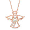 Thumbnail Image 0 of Lab-Created White Sapphire Angel Pendant in Sterling Silver with 14K Rose Gold Plate