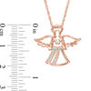 Thumbnail Image 1 of Lab-Created White Sapphire Angel Pendant in Sterling Silver with 14K Rose Gold Plate