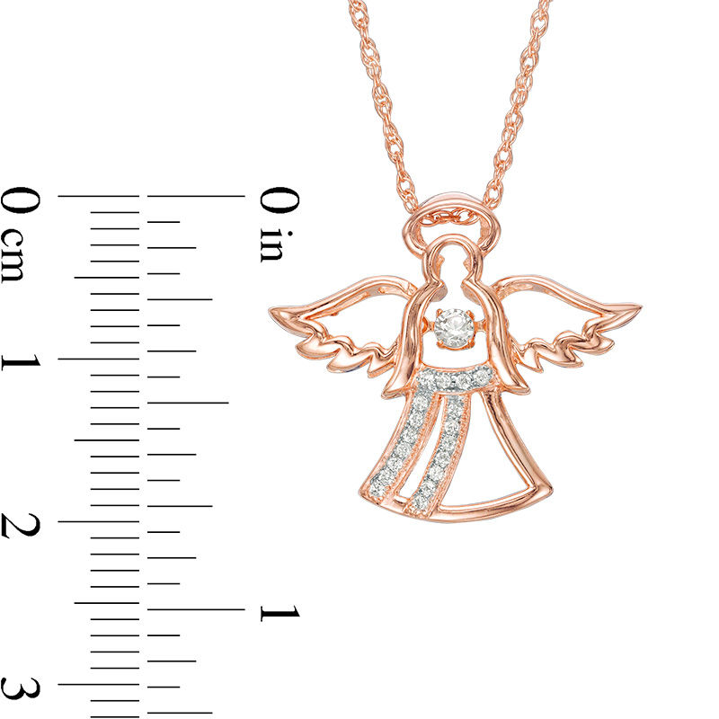 Lab-Created White Sapphire Angel Pendant in Sterling Silver with 14K Rose Gold Plate