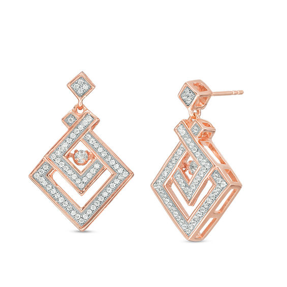 Unstoppable Love™ Lab-Created White Sapphire Geometric Drop Earrings in Sterling Silver with 14K Rose Gold Plate Unstoppable Love™ Lab-Created White Sapphire Geometric Drop Earrings in Sterling Silver with 14K Rose Gold Plate