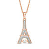 Thumbnail Image 0 of Lab-Created White Sapphire Eiffel Tower Pendant in Sterling Silver with 14K Rose Gold Plate
