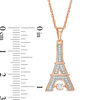 Thumbnail Image 1 of Lab-Created White Sapphire Eiffel Tower Pendant in Sterling Silver with 14K Rose Gold Plate