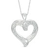 Thumbnail Image 1 of 1/2 CT. T.W. Baguette and Round Diamond Heart Pendant in 10K White Gold