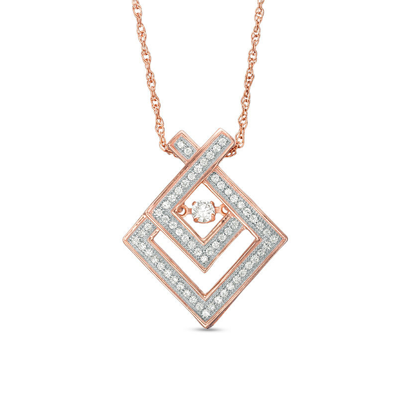 Main Image 1 of Lab-Created White Sapphire Geometric Pendant in Sterling Silver with 14K Rose Gold Plate