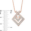 Thumbnail Image 2 of Lab-Created White Sapphire Geometric Pendant in Sterling Silver with 14K Rose Gold Plate