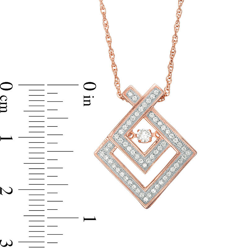 Main Image 2 of Lab-Created White Sapphire Geometric Pendant in Sterling Silver with 14K Rose Gold Plate