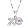 Thumbnail Image 0 of Lab-Created Ruby and White Sapphire "XO" Pendant in Sterling Silver