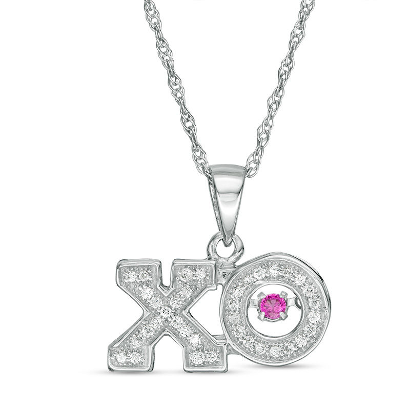 Lab-Created Ruby and White Sapphire "XO" Pendant in Sterling Silver