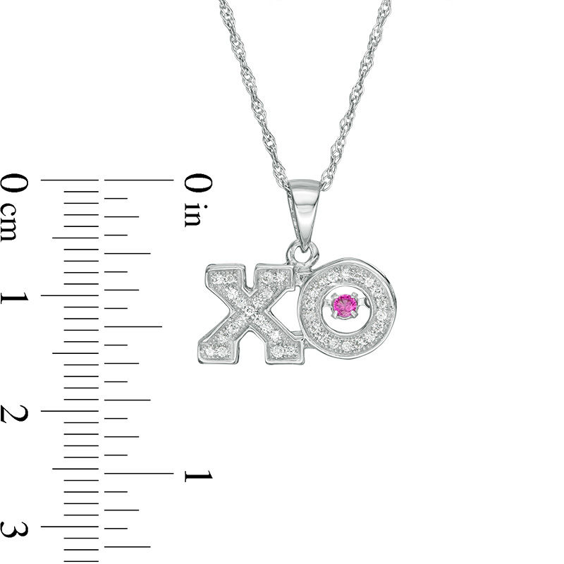 Lab-Created Ruby and White Sapphire "XO" Pendant in Sterling Silver